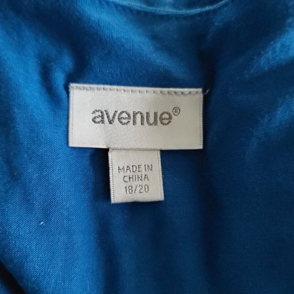 Avenue Overlay V Neck Top Split Flutter Short Sleeves Sz 18/20 Blue - Picture 2 of 10